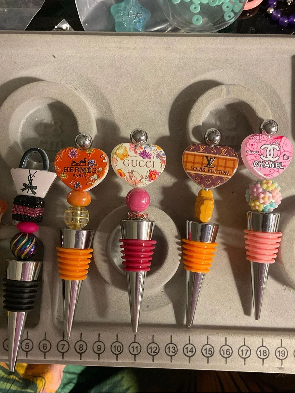 Designer-Inspired Pink Wine Stopper Set